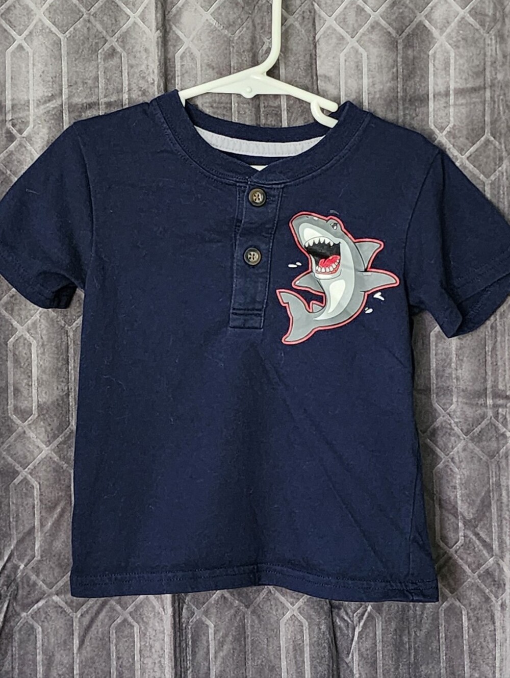 Garanimals Navy Short Sleeve Henley with Shark Graphic
